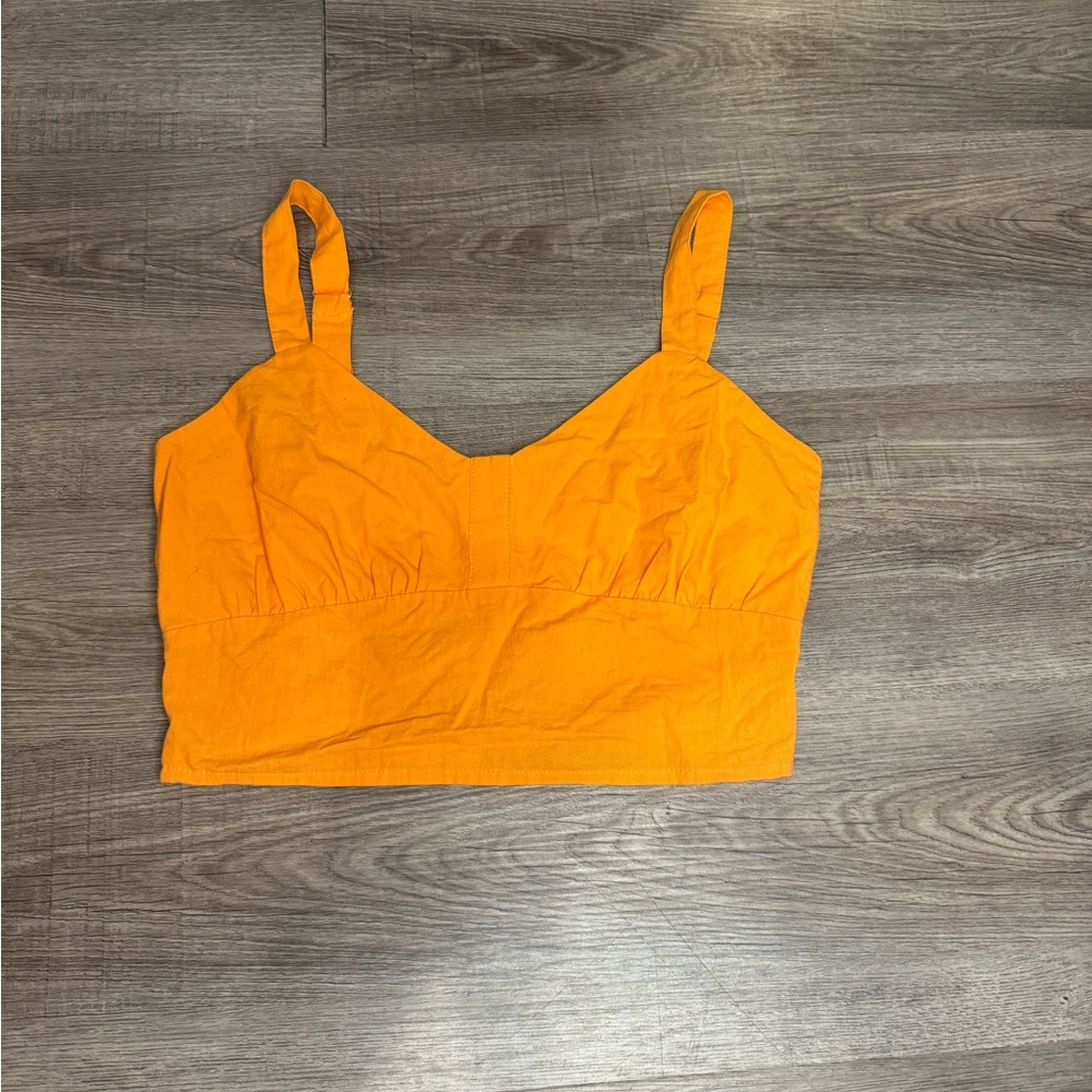 La Hearts Bright Orange Smocked Top